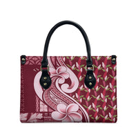 Samoa Teuila Leather Bag Maroon Samoan Siapo Motifs