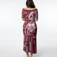 Samoa Teuila Puletasi Maroon Samoan Siapo Motifs LT05 - Polynesian Pride