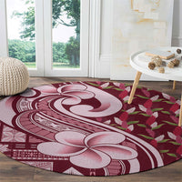 Samoa Teuila Round Carpet Maroon Samoan Siapo Motifs