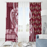 Samoa Teuila Window Curtain Maroon Samoan Siapo Motifs