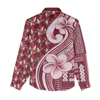 Samoa Teuila Women Casual Shirt Maroon Samoan Siapo Motifs