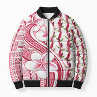 Samoa Teuila Bomber Puffer Jacket White Samoan Siapo Motifs