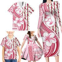 Samoa Teuila Family Matching Long Sleeve Bodycon Dress and Hawaiian Shirt White Samoan Siapo Motifs LT05 - Polynesian Pride