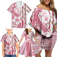 Samoa Teuila Family Matching Off Shoulder Short Dress and Hawaiian Shirt White Samoan Siapo Motifs LT05 - Polynesian Pride