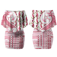 Samoa Teuila Family Matching Off Shoulder Short Dress and Hawaiian Shirt White Samoan Siapo Motifs LT05 Mom's Dress White - Polynesian Pride