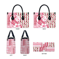 Samoa Teuila Leather Bag White Samoan Siapo Motifs