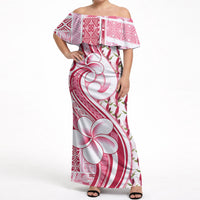 Samoa Teuila Off Shoulder Maxi Dress White Samoan Siapo Motifs LT05 Women White - Polynesian Pride