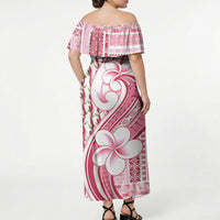 Samoa Teuila Off Shoulder Maxi Dress White Samoan Siapo Motifs LT05 - Polynesian Pride