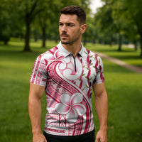 Samoa Teuila Zipper Polo Shirt White Samoan Siapo Motifs LT05 - Polynesian Pride