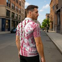 Samoa Teuila Zipper Polo Shirt White Samoan Siapo Motifs LT05 - Polynesian Pride