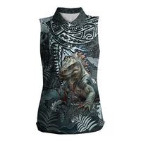 Hawaii Mo'o Lizard God Women Sleeveless Polo Shirt Polynesian Style