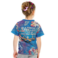 Happy Diwali Festival Kid T Shirt Diya Lamp Rangoli With Polynesian Pattern