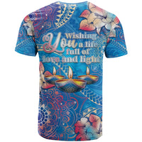 Happy Diwali Festival T Shirt Diya Lamp Rangoli With Polynesian Pattern
