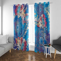 Happy Diwali Festival Window Curtain Diya Lamp Rangoli With Polynesian Pattern