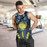 Personalised Palau Men Tank Top Polynesian Dolphin Tropical Hibiscus Style LT05 Black - Polynesian Pride