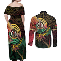 Vanuatu Espiritu Santo Island Couples Matching Off Shoulder Maxi Dress and Long Sleeve Button Shirt Beach Landscape