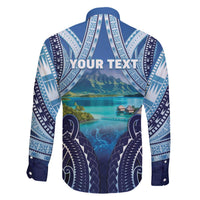Personalised French Polynesia Bora Bora Family Matching Off The Shoulder Long Sleeve Dress and Hawaiian Shirt Beach Landscape Polynesian Style LT05 - Polynesian Pride