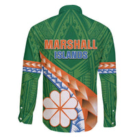 Personalised Marshall Islands Kwajalein Atoll Family Matching Off Shoulder Short Dress and Hawaiian Shirt Polynesian Tribal Tattoo LT05 - Polynesian Pride