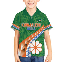 Personalised Marshall Islands Kwajalein Atoll Family Matching Tank Maxi Dress and Hawaiian Shirt Polynesian Tribal Tattoo LT05 Son's Shirt Green - Polynesian Pride