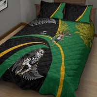 New Zealand And South Africa Rugby Quilt Bed Set 2023 Springboks Combine All Black Silver Fern LT05 - Polynesian Pride