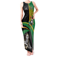 Custom New Zealand And South Africa Rugby Tank Maxi Dress 2023 Springboks Combine All Black Silver Fern LT05 Women Green - Polynesian Pride