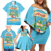Aloha Hawaii Family Matching Off Shoulder Short Dress and Hawaiian Shirt Funny Macaw Parrot Tropical Vibe LT05 - Polynesian Pride