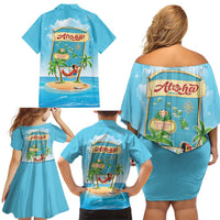 Aloha Hawaii Family Matching Off Shoulder Short Dress and Hawaiian Shirt Funny Macaw Parrot Tropical Vibe LT05 - Polynesian Pride