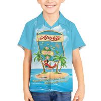 Aloha Hawaii Family Matching Off Shoulder Short Dress and Hawaiian Shirt Funny Macaw Parrot Tropical Vibe LT05 Son's Shirt Blue - Polynesian Pride