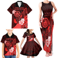Personalised Hawaii State Motto Family Matching Tank Maxi Dress and Hawaiian Shirt Hawaiian Tribal Red Hammerhead Shark LT05 - Polynesian Pride