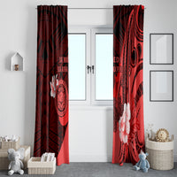 Hawaii State Motto Window Curtain Hawaiian Tribal Red Hammerhead Shark LT05 - Polynesian Pride