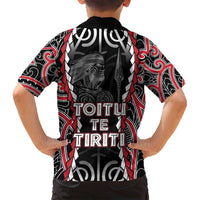 Aotearoa Waitangi Day Family Matching Off Shoulder Short Dress and Hawaiian Shirt Maori Warrior Tribal Tattoo LT05 - Polynesian Pride