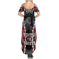 Aotearoa Waitangi Day Family Matching Summer Maxi Dress and Hawaiian Shirt Maori Warrior Tribal Tattoo LT05 - Polynesian Pride