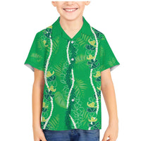 Hawaii Maile Lei Family Matching Mermaid Dress and Hawaiian Shirt With Green Monstera Pattern LT05 Son's Shirt Green - Polynesian Pride