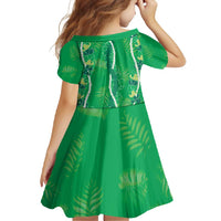 Hawaii Maile Lei Family Matching Short Sleeve Bodycon Dress and Hawaiian Shirt With Green Monstera Pattern