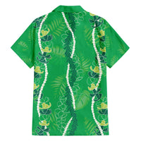 Hawaii Maile Lei Family Matching Short Sleeve Bodycon Dress and Hawaiian Shirt With Green Monstera Pattern