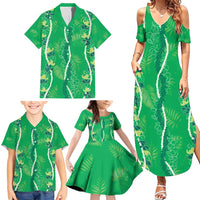 Hawaii Maile Lei Family Matching Summer Maxi Dress and Hawaiian Shirt With Green Monstera Pattern LT05 - Polynesian Pride