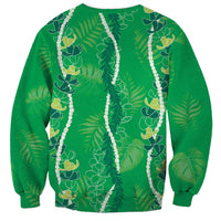 Hawaii Maile Lei Sweatshirt With Green Monstera Pattern