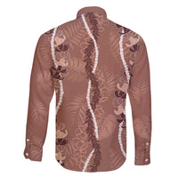 Hawaii Maile Lei Family Matching Off Shoulder Maxi Dress and Hawaiian Shirt With Brown Monstera Pattern