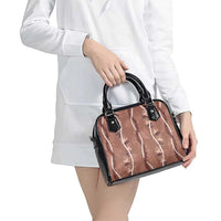 Hawaii Maile Lei Shoulder Handbag With Brown Monstera Pattern