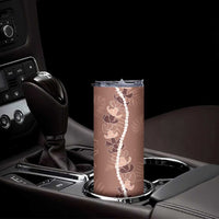 Hawaii Maile Lei Skinny Tumbler With Brown Monstera Pattern