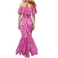 Hawaii Maile Lei Family Matching Mermaid Dress and Hawaiian Shirt With Pink Monstera Pattern LT05 - Polynesian Pride