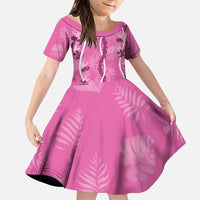 Hawaii Maile Lei Family Matching Puletasi and Hawaiian Shirt With Pink Monstera Pattern
