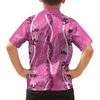 Hawaii Maile Lei Family Matching Short Sleeve Bodycon Dress and Hawaiian Shirt With Pink Monstera Pattern