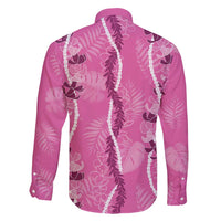 Hawaii Maile Lei Family Matching Short Sleeve Bodycon Dress and Hawaiian Shirt With Pink Monstera Pattern