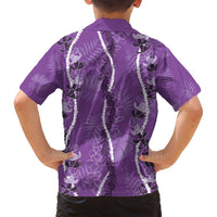 Hawaii Maile Lei Family Matching Summer Maxi Dress and Hawaiian Shirt With Violet Monstera Pattern