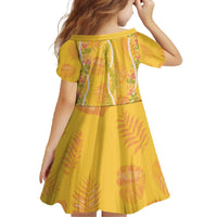 Hawaii Maile Lei Family Matching Off The Shoulder Long Sleeve Dress and Hawaiian Shirt With Yellow Monstera Pattern LT05 - Polynesian Pride