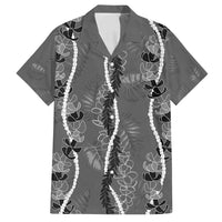 Hawaii Maile Lei Family Matching Long Sleeve Bodycon Dress and Hawaiian Shirt With Gray Monstera Pattern LT05 Dad's Shirt - Short Sleeve Gray - Polynesian Pride