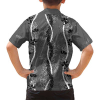 Hawaii Maile Lei Family Matching Puletasi and Hawaiian Shirt With Gray Monstera Pattern