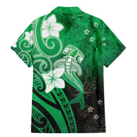 Polynesia Hammerhead Shark Family Matching Mermaid Dress and Hawaiian Shirt Green Tribal Pattern With Plumeria - Polynesian Pride