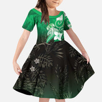 Polynesia Hammerhead Shark Family Matching Puletasi and Hawaiian Shirt Green Tribal Pattern With Plumeria - Polynesian Pride
